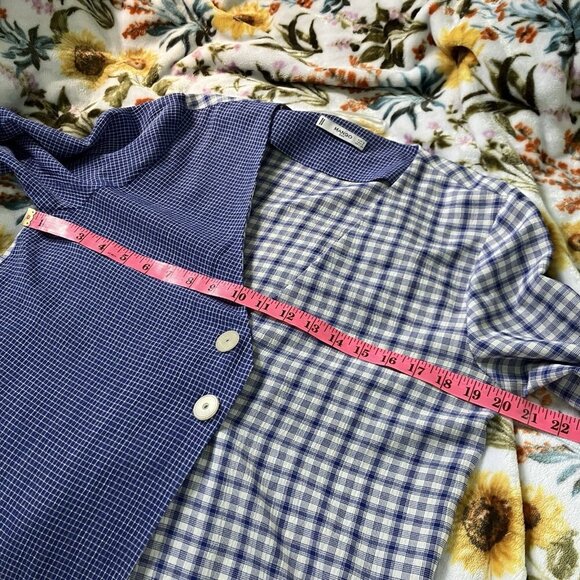 Mango Blouse Womens 4 Combined Checkered Asymmetrical Suit Top Plaid Patchwork - Picture 5 of 6